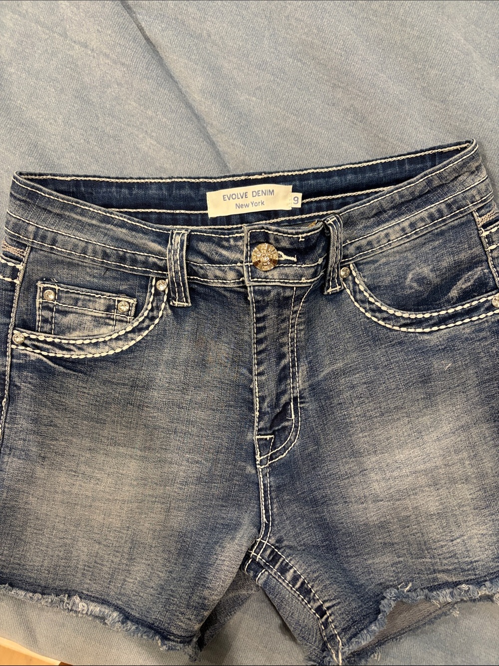Women's Washed Blue Denim Shorts
